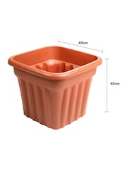 Wham Set of 5 Brown Garden Vista 49cm Plastic Square Planters - Image 3 of 4