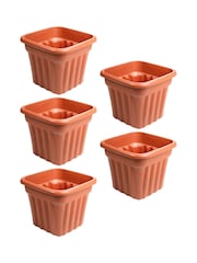 Wham Set of 5 Brown Garden Vista 49cm Plastic Square Planters - Image 4 of 4