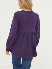 FatFace Purple Beth Smocked Tunic - Image 2 of 4