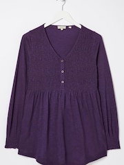 FatFace Purple Beth Smocked Tunic - Image 4 of 4