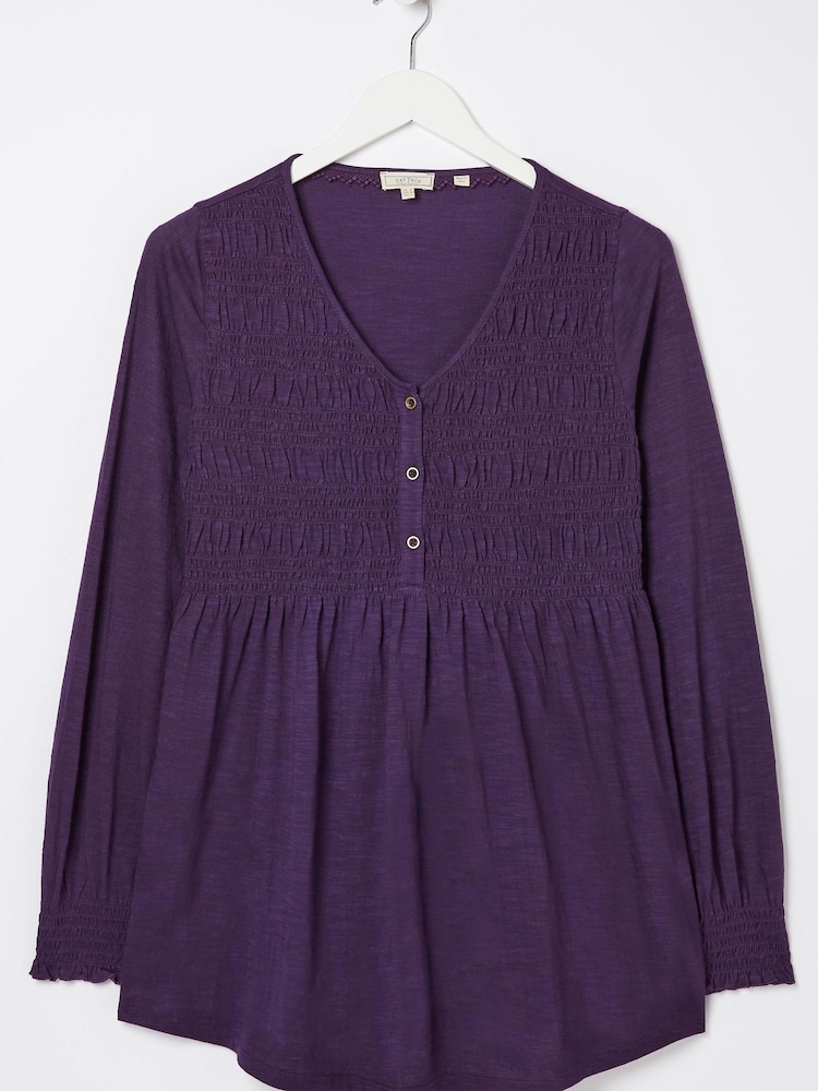 FatFace Purple Beth Smocked Tunic - Image 4 of 4