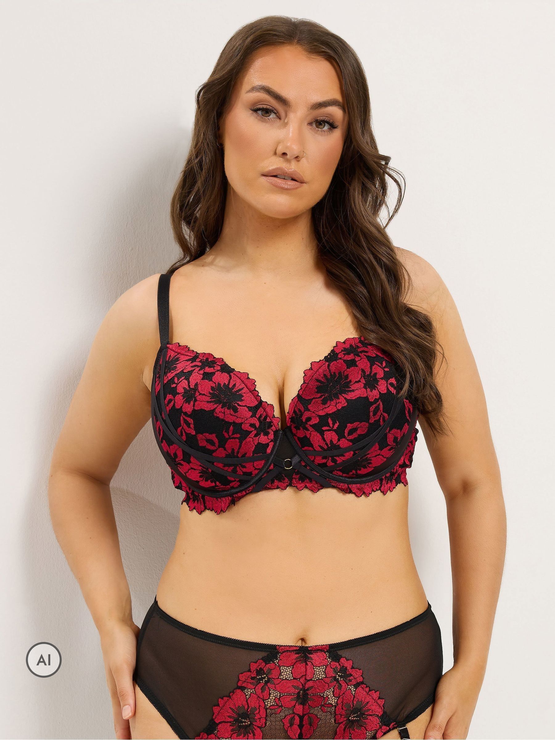 Yours Curve Women's Black Lace Underwired Bra