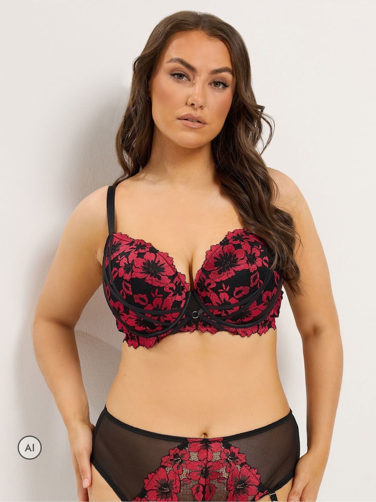Yours Curve Black Lace Underwired Bra - Image 1 of 6 Yours Curve Black Lace Underwired Bra - Image 1 of 6