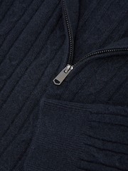 Reiss Navy Howard Cashmere Cable-Knit Half-Zip Jumper - Image 6 of 6
