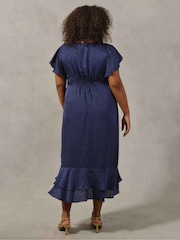 Live Unlimited Blue Curve Leaf Burnout Short Sleeve Midi Dress - Image 2 of 6