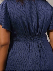 Live Unlimited Blue Curve Leaf Burnout Short Sleeve Midi Dress - Image 4 of 6