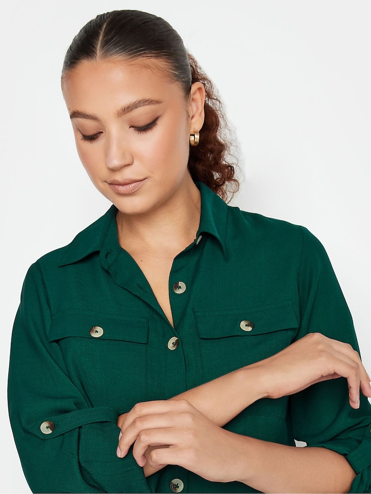 Long Tall Sally Green Long Sleeve Utility Shirt - Image 4 of 4