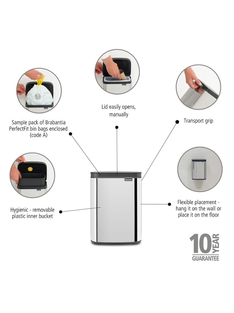 Brabantia Chrome Bo Waste Bin 4L - Image 6 of 6
