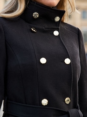 Sosandar Black Belted Funnel Collar Coat - Image 5 of 5