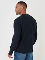 Threadbare Blue Zig Zag Knit V-Neck Cardigan - Image 3 of 5