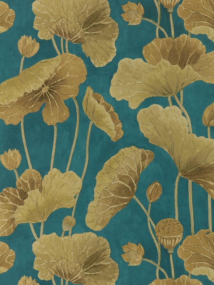 Sanderson Copper Lotus Leaf 10.05M Wallpaper - Image 1 of 1