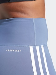 adidas Blue Training Essentials 3 Stripes High Waisted Short Leggings - Image 4 of 6