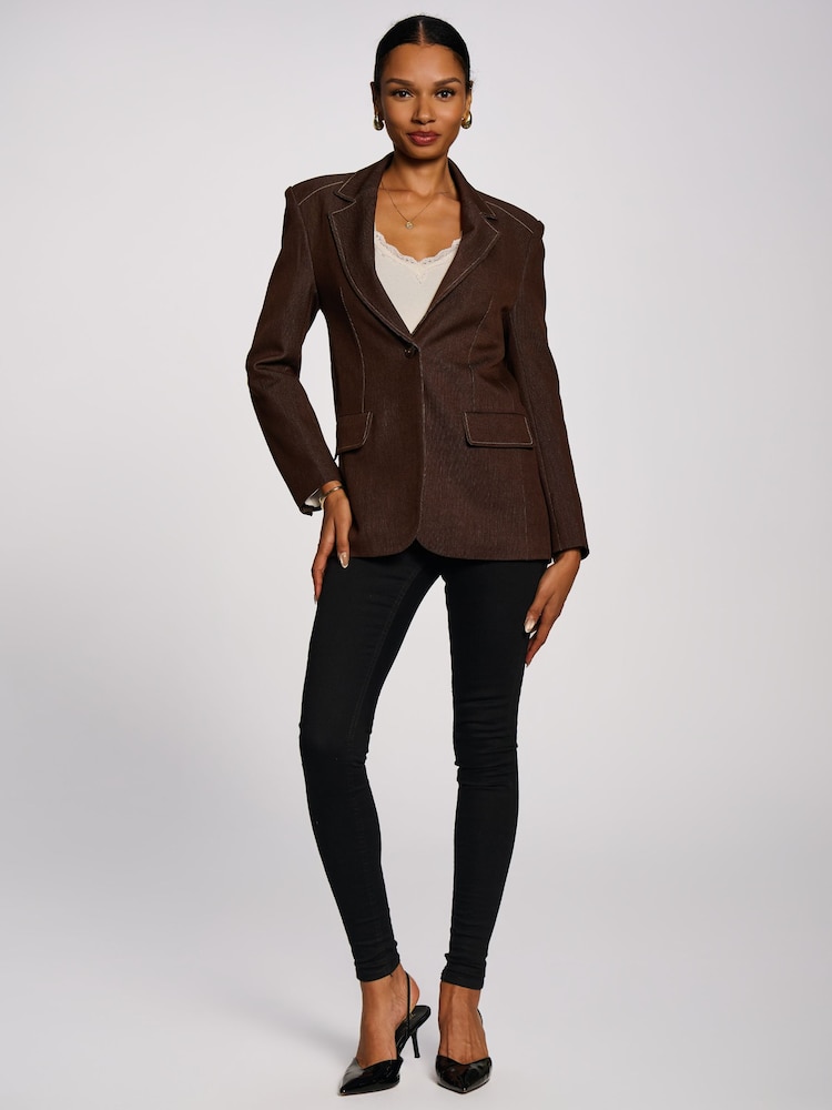 Jolie Moi Oversized Single Breasted Denim Blazer - Imagen 1 de 6