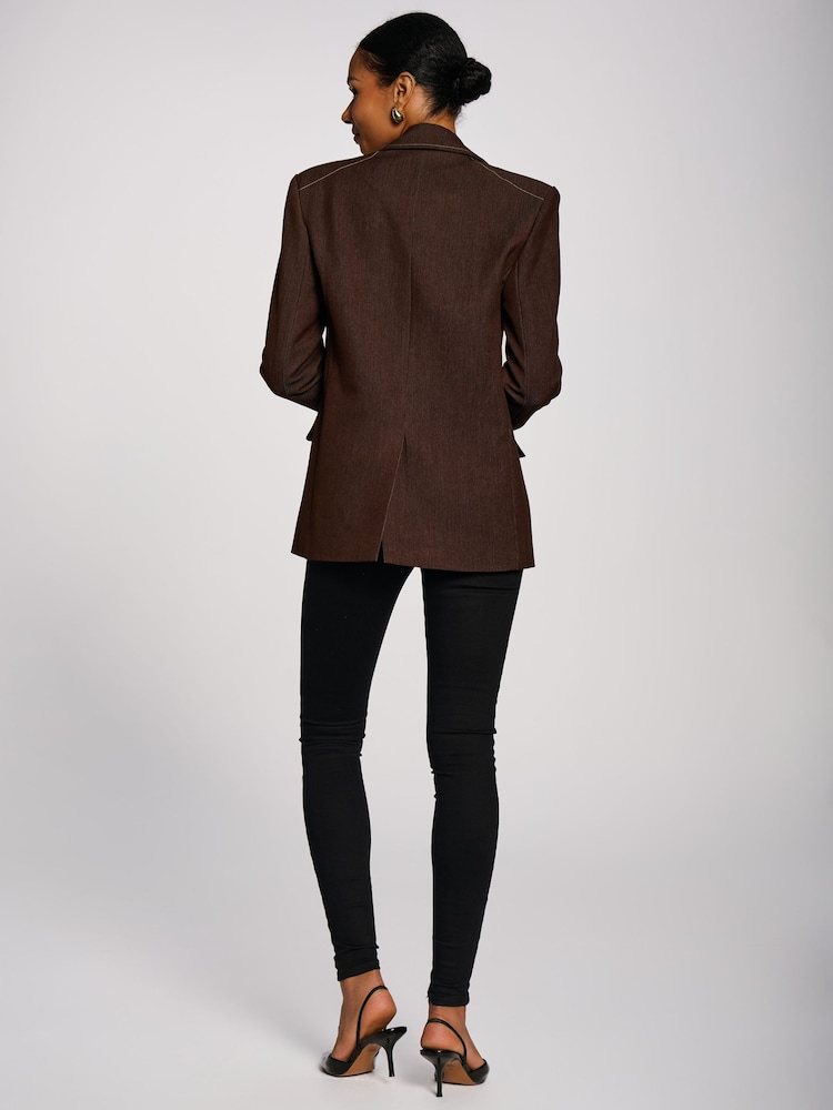 Jolie Moi Oversized Single Breasted Denim Blazer - Imagen 2 de 6