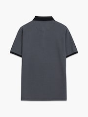 French Connection Black Cotton Geometric Print Short Sleeve Polo Shirt - Image 4 of 6