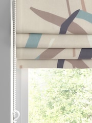 Natural/Ochre Yellow Modern Floral Made To Measure Roman Blind - Image 2 of 6