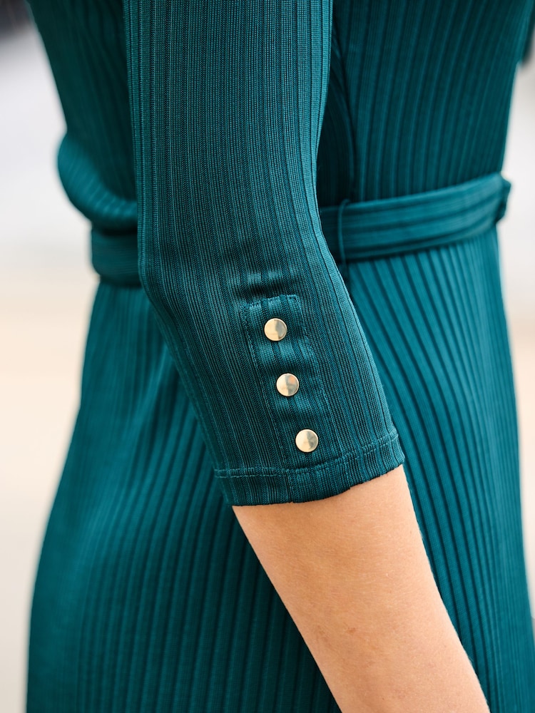Buy Sosandar Green Premium Buckle Belted Shirt Dress from Next Israel