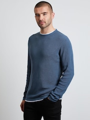 Threadbare Blue Crew Neck Jumper With Mock T-Shirt - Image 1 of 3
