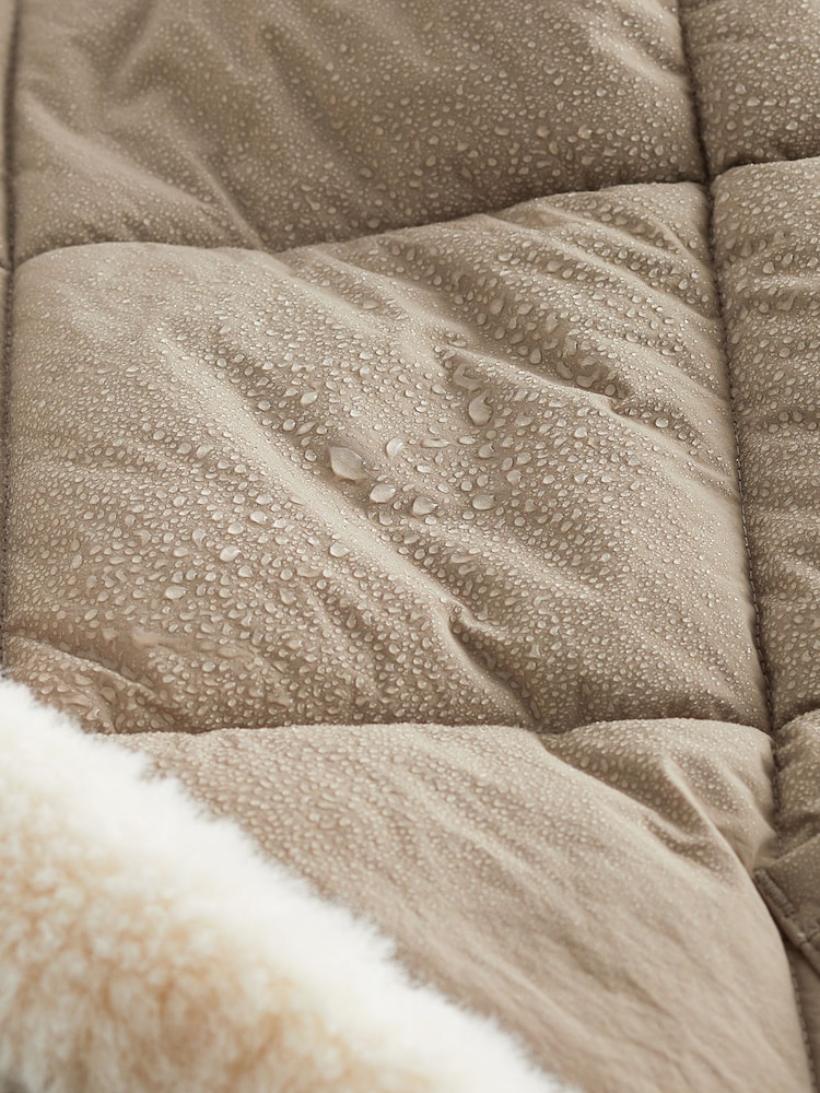 Camel Brown Borg Lined Quilted Jacket - Image 8 of 8