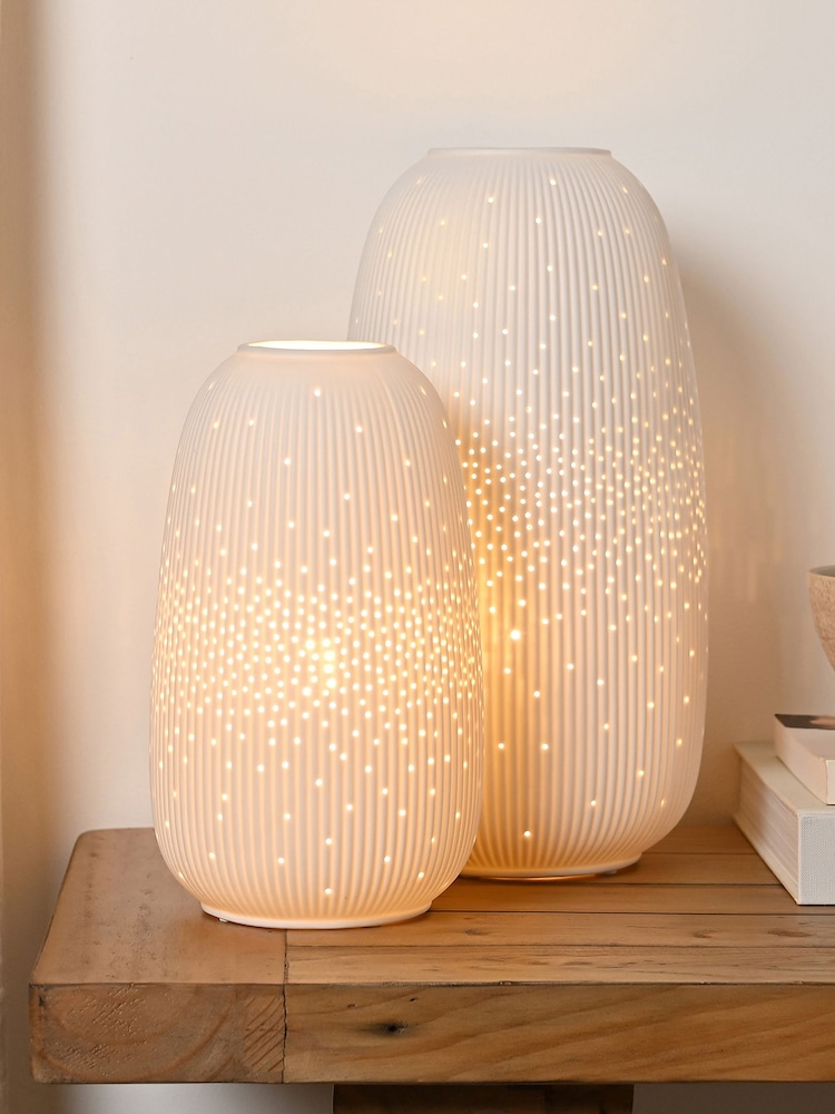 Widdop White Tall Ribbed Table Lamp - Image 6 of 6 Widdop White Tall Ribbed Table Lamp - Image 6 of 6
