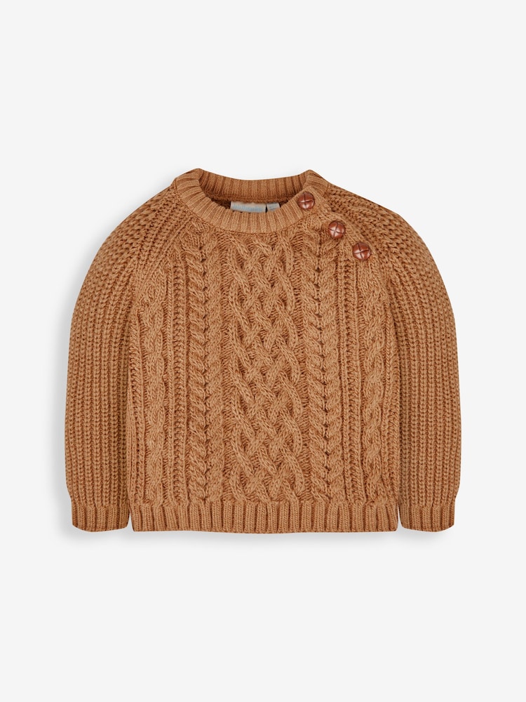 JoJo Maman Bébé Brown Cosy Cable Jumper - Image 3 of 5