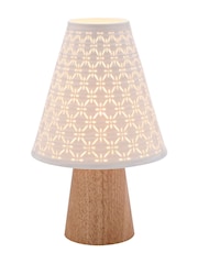 Widdop White Ceramic Table Lamp With Wooden Base - Image 1 of 4