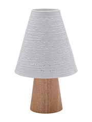 Widdop White Ceramic Table Lamp With Wooden Base - Image 3 of 4