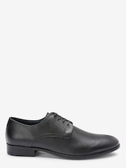 Black Round Toe Leather Derby Shoes - Image 1 of 5