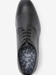 Black Round Toe Leather Derby Shoes - Image 3 of 5