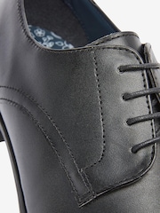 Black Round Toe Leather Derby Shoes - Image 4 of 5