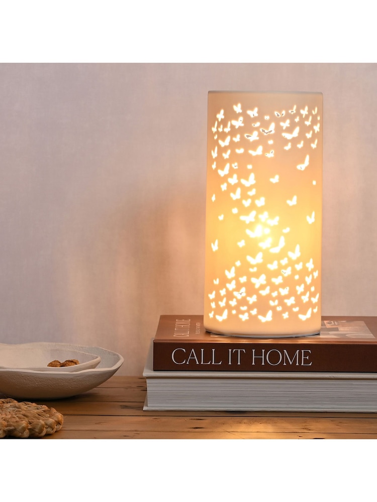 Widdop White Butterfly Tube Lamp - Image 2 of 6