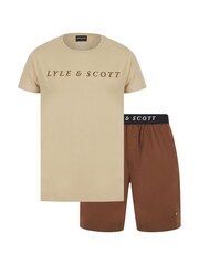 Lyle & Scott Natural Oakley T-Shirt and Shorts Set - Image 1 of 6