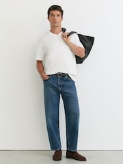 Reiss White Malibu Cotton V-Neck Relaxed-Fit T-Shirt - Image 4 of 6