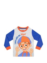 Character Blue Blippi Long Leg 100% Cotton Pyjama Set - Image 2 of 5