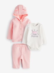 River Island Pink Baby Girls Heart 3 Piece Set - Image 1 of 9