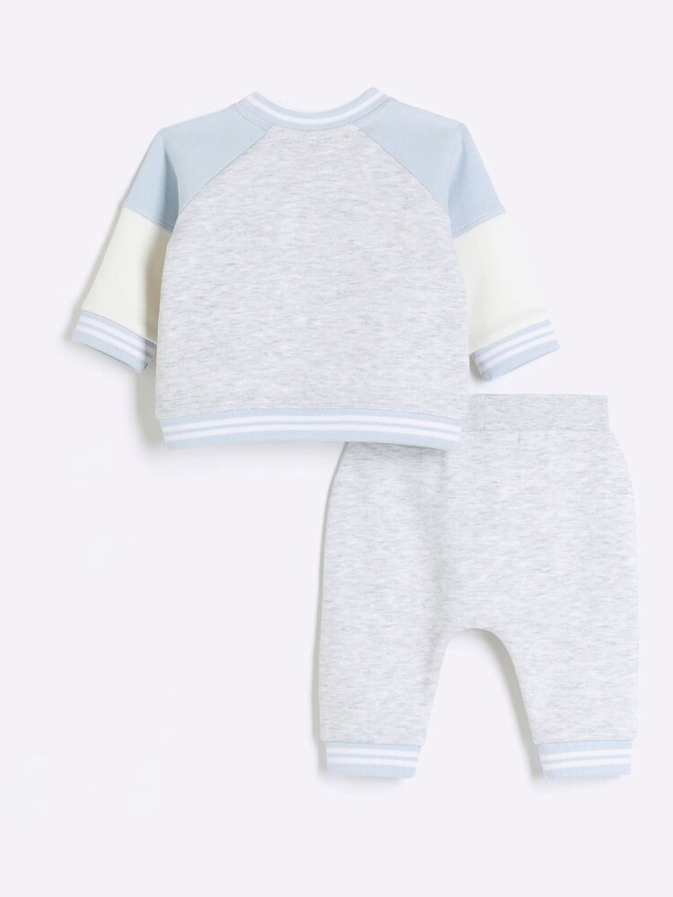 River Island Grey Baby Boys Colour Blocked Sweat Set - Image 2 of 4