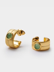 Katie Loxton Gold August Aventurine Birthstone Hoop Earrings - Image 2 of 7