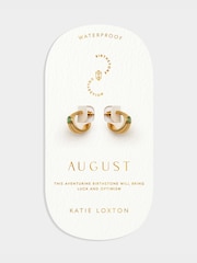 Katie Loxton Gold August Aventurine Birthstone Hoop Earrings - Image 3 of 7