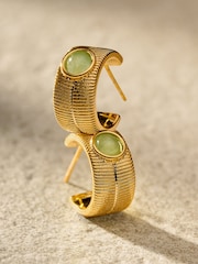 Katie Loxton Gold August Aventurine Birthstone Hoop Earrings - Image 4 of 7
