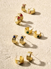 Katie Loxton Gold August Aventurine Birthstone Hoop Earrings - Image 6 of 7