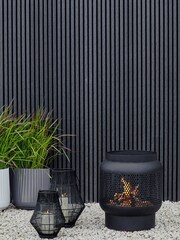 Ivyline Black Outdoor Tall Buttermere Basket Firebowl - Image 1 of 2