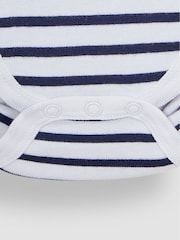 JoJo Maman Bébé White Navy Stripe Short Sleeve Polo Shirt Bodysuit - Image 3 of 3