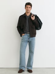 Reiss Washed Black Malibu Cotton V-Neck Relaxed-Fit T-Shirt - Image 4 of 6