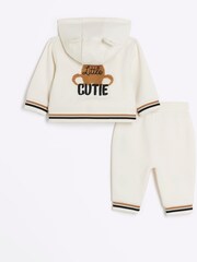 River Island Cream Unisex Bear Hoody and Jogger Set - Image 2 of 5