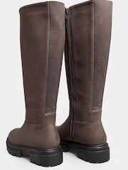 Yours Curve Brown Extra Wide Fit Cleated Calf Boots - Image 3 of 5