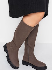 Yours Curve Brown Extra Wide Fit Cleated Calf Boots - Image 5 of 5