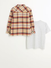 River Island Brown Boys Check Overshirt Set - Image 2 of 4