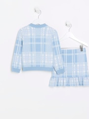 River Island Blue Mini Girls Check Frill Skirt Set - Image 2 of 5