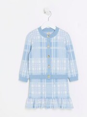 River Island Blue Mini Girls Check Frill Skirt Set - Image 3 of 5