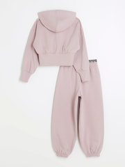 River Island Purple Girls NY Zip 100% Cotton Joggers Set - Image 3 of 5